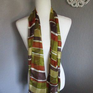 Olive & rust semi sheer scarf